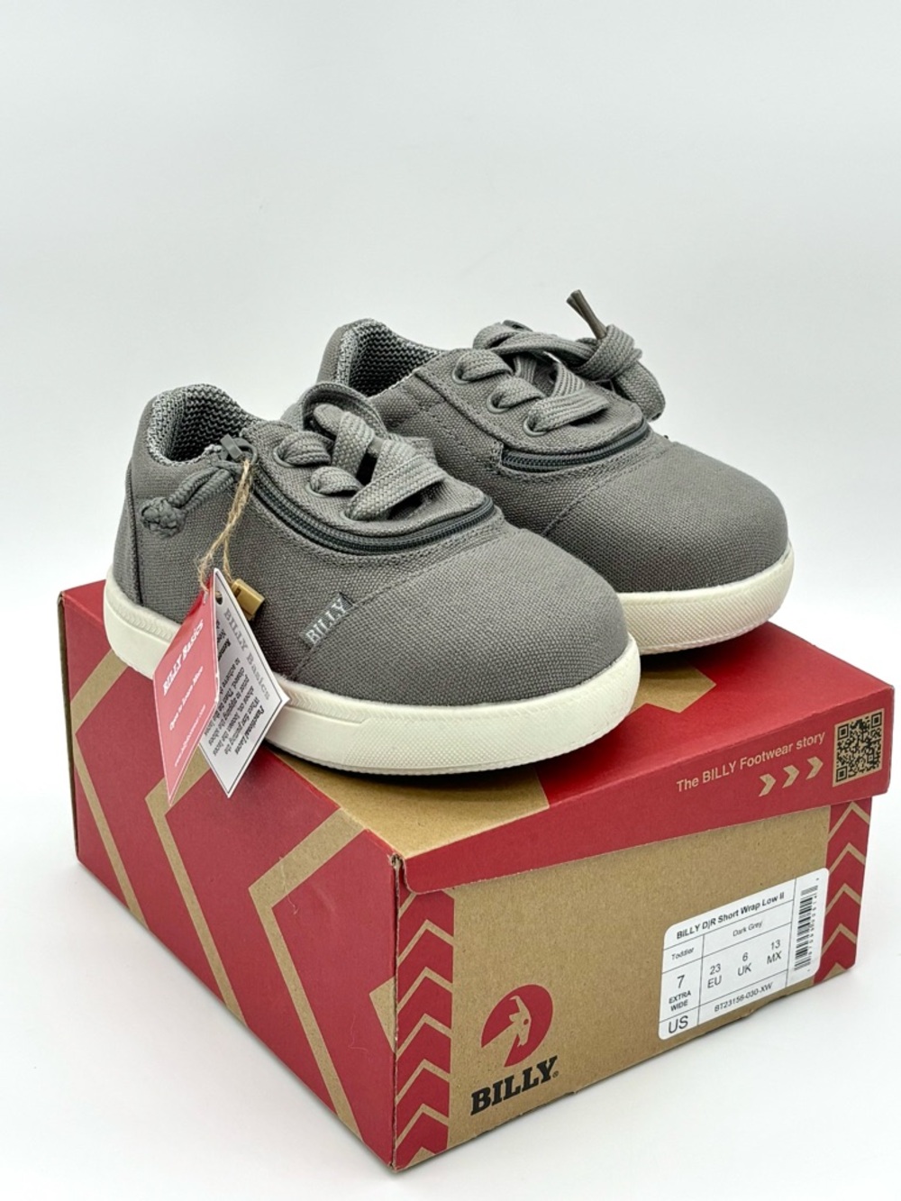 BILLY DR Short Wrap Low II Toddler Shoes Size 7 Extra Wide Gray Adaptive Zip